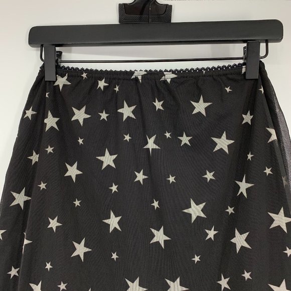 Nasty Gal Skirt Black White Star Print Mesh Mini Pull On NWT - Picture 11 of 15